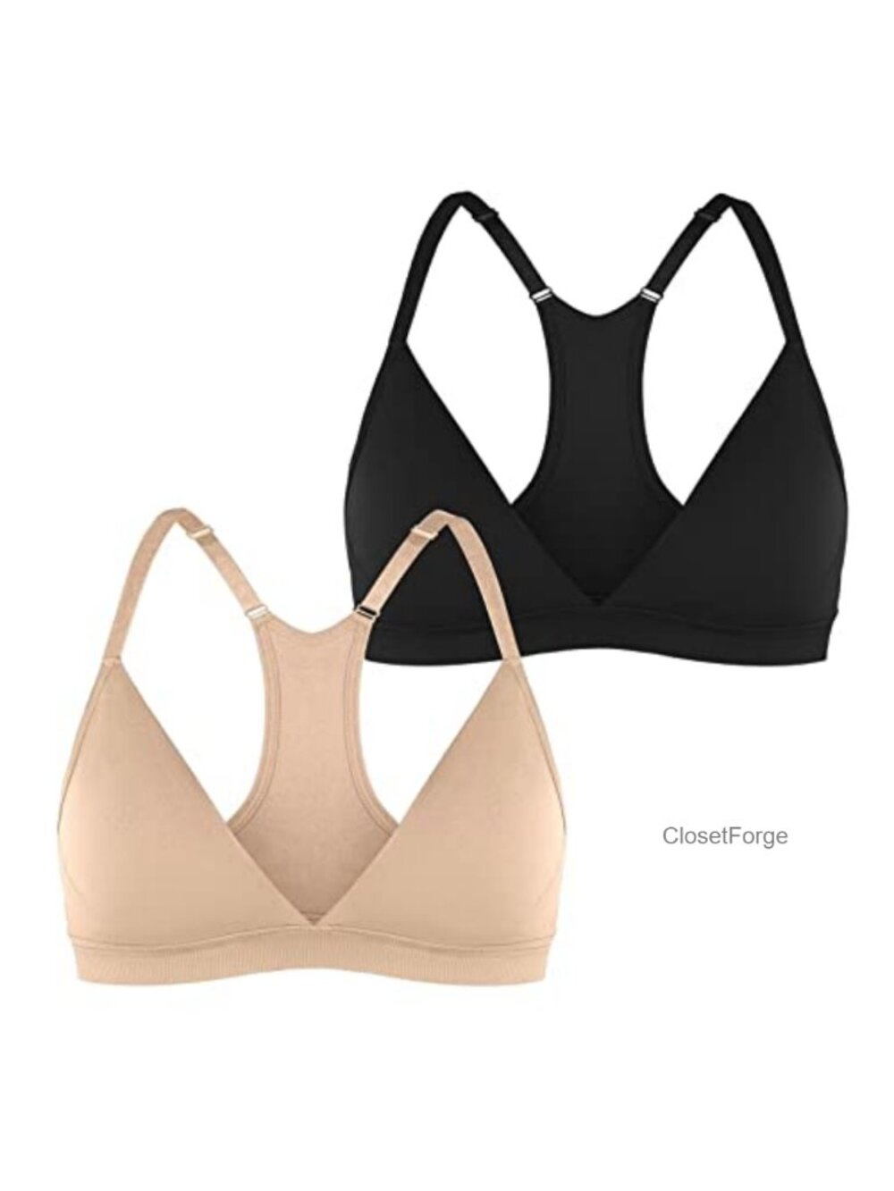 Seamless Racerback Sports Bra Padded Wireless V Neck Removable Bralette